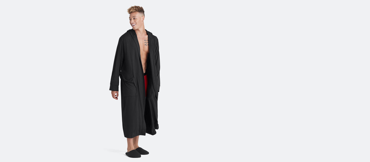 Unisex Hooded Modal Robe | Black