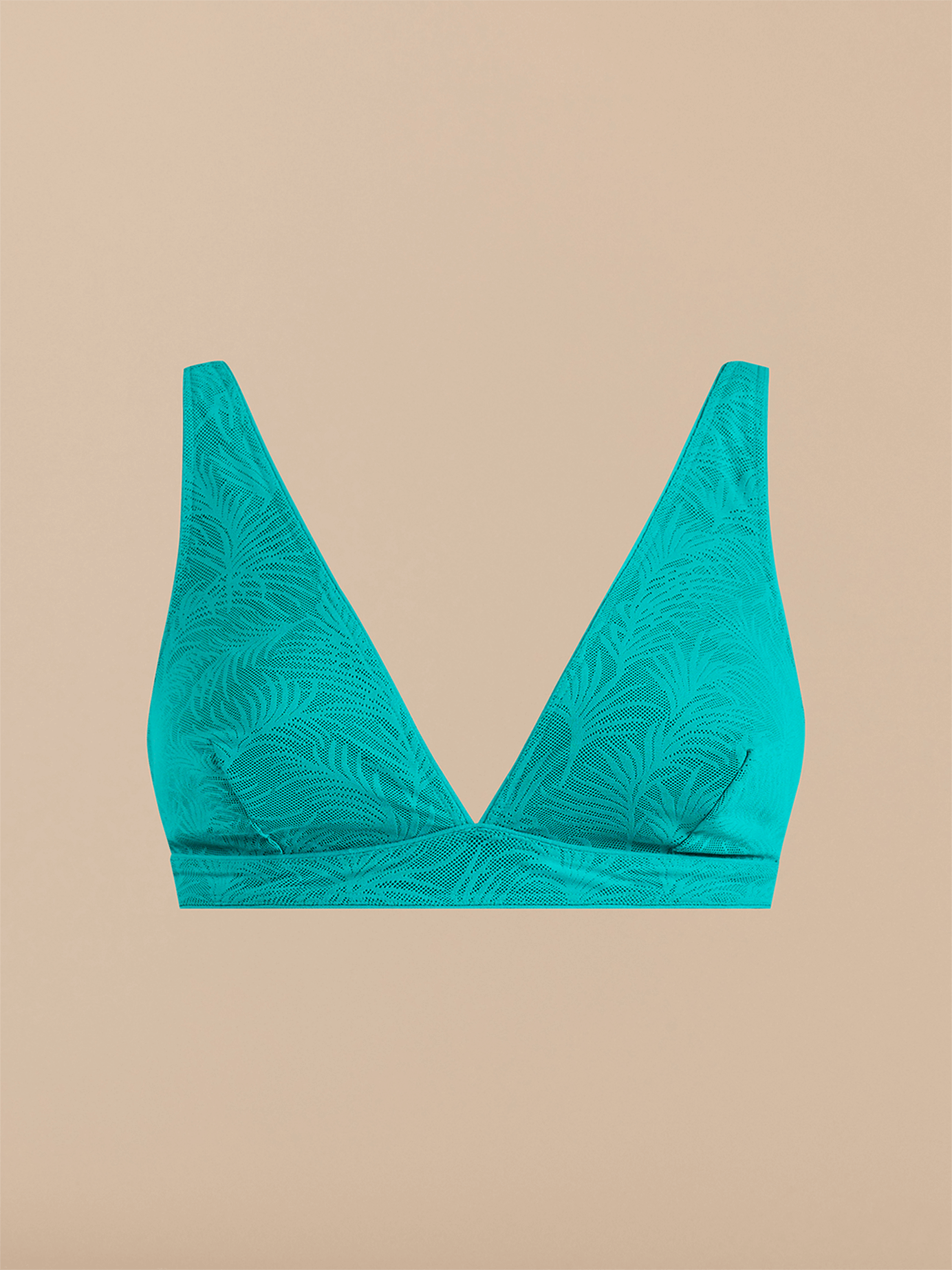 All Over Lace Plunge Bralette | Peacock Teal Palm