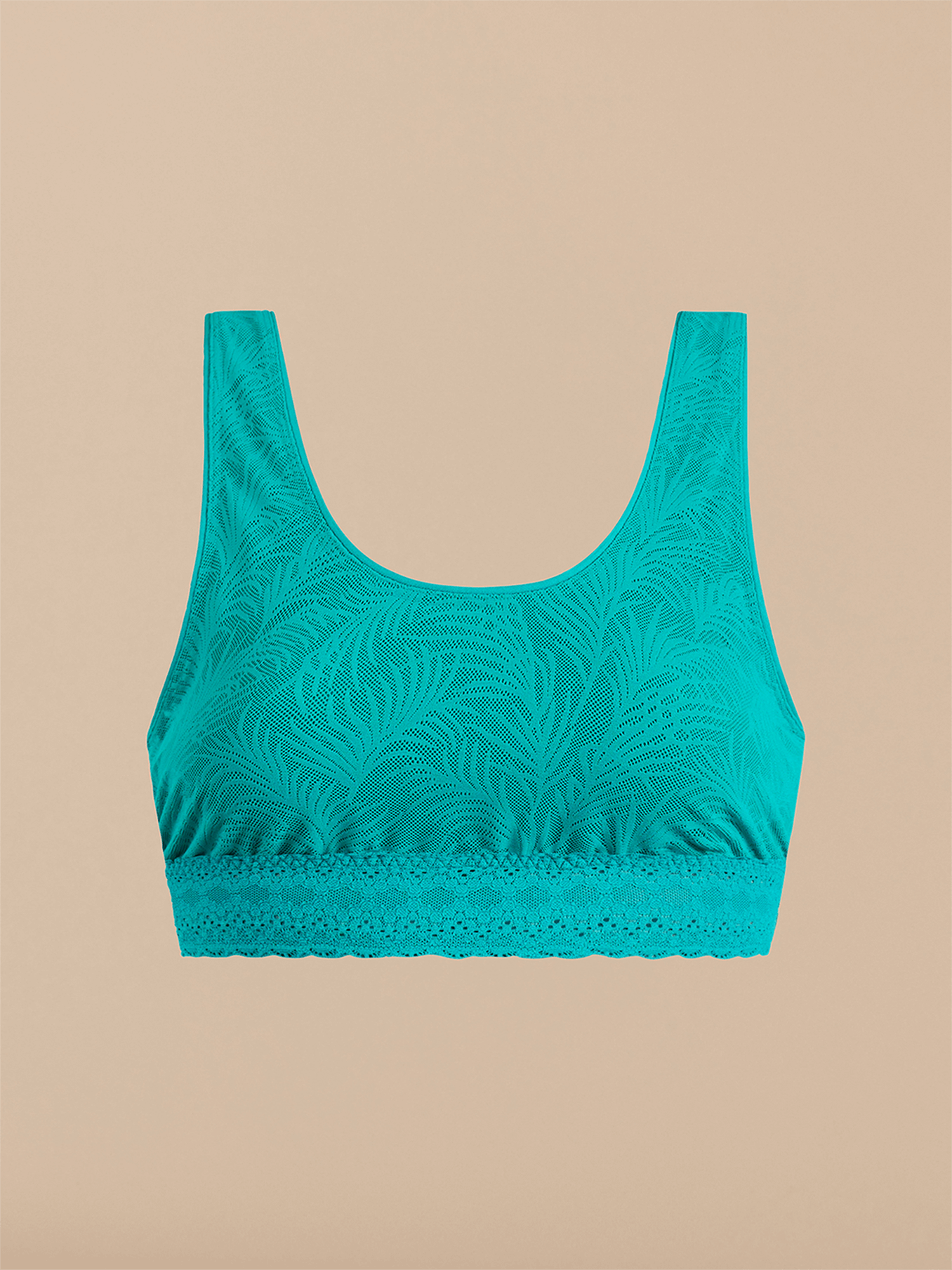 All Over Lace Scoop Bralette | Peacock Teal Palm