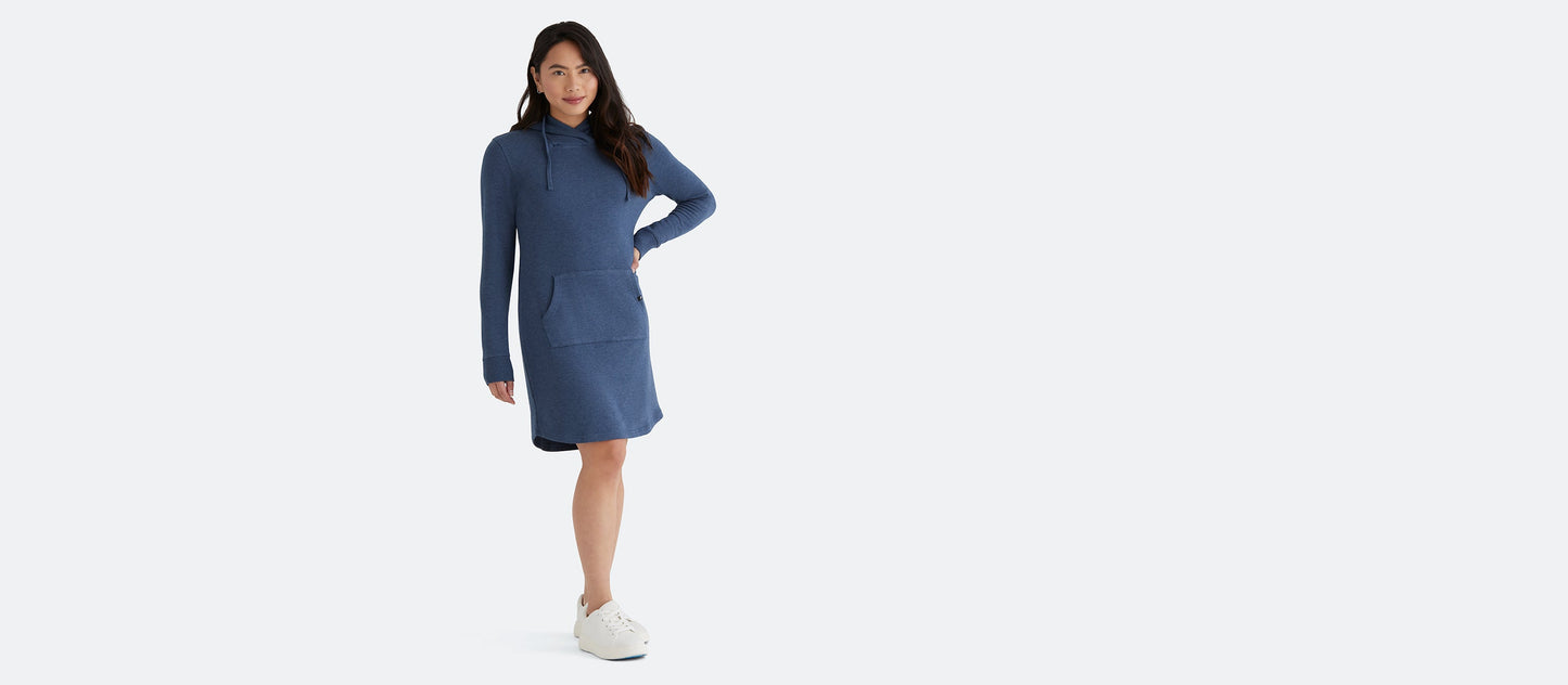 French Terry Hooded Dress | Heather Navy