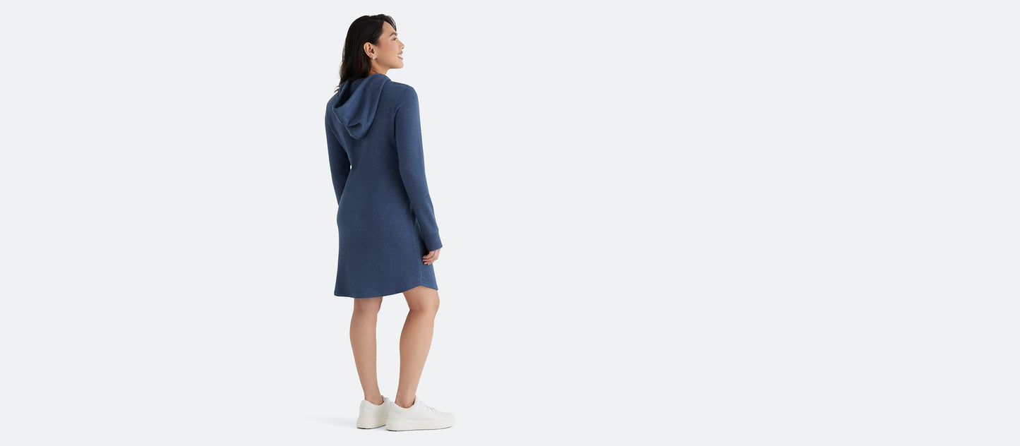 French Terry Hooded Dress | Heather Navy