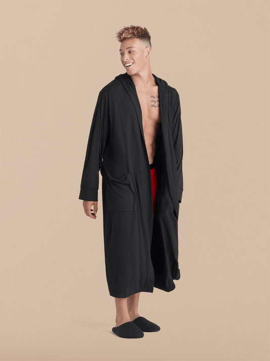 Unisex Hooded Modal Robe | Black