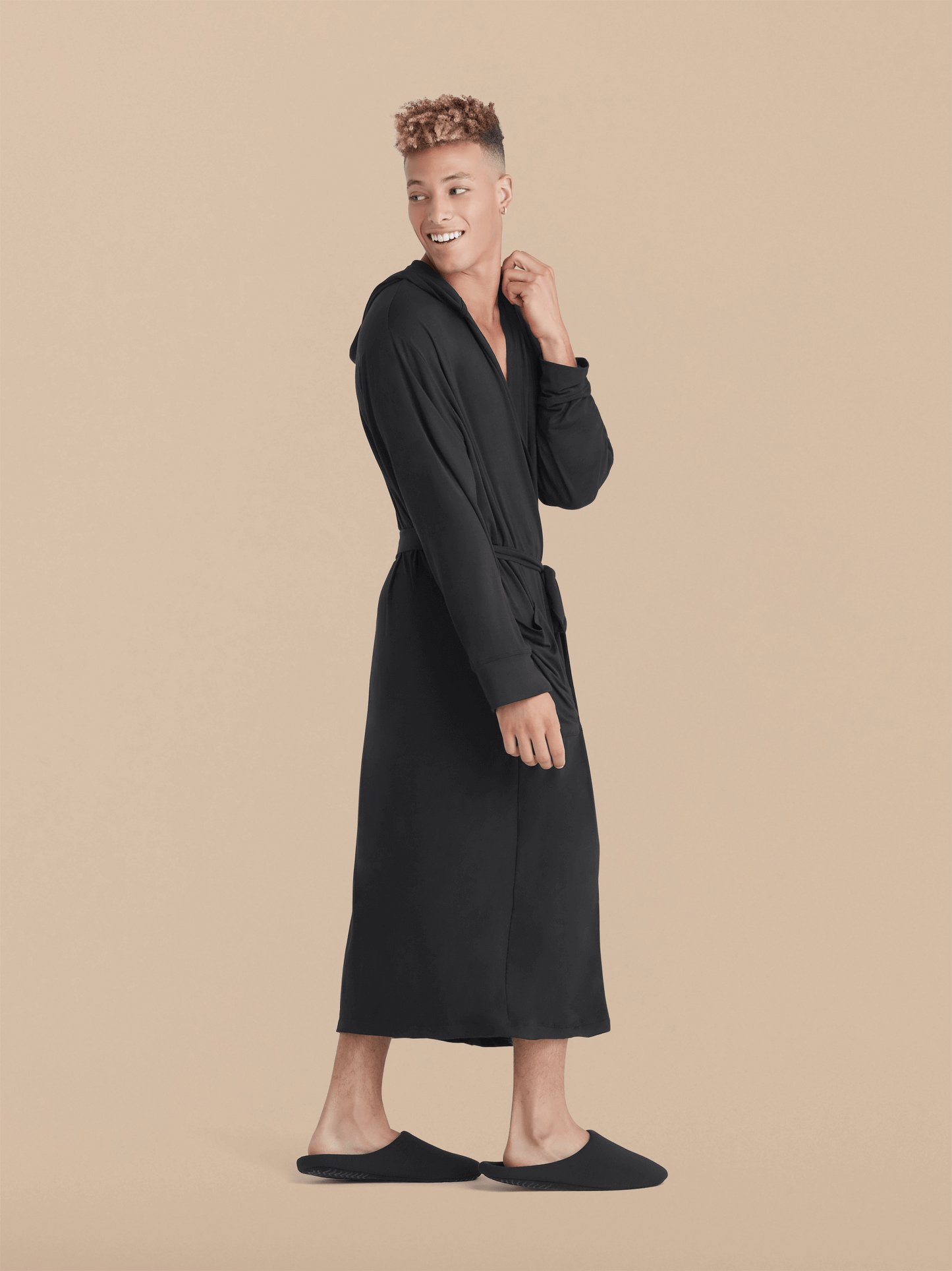 Unisex Hooded Modal Robe | Black