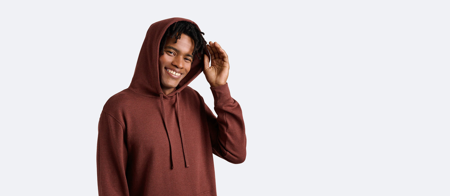 French Terry Pullover Hoodie - Men's | Heather Burgundy