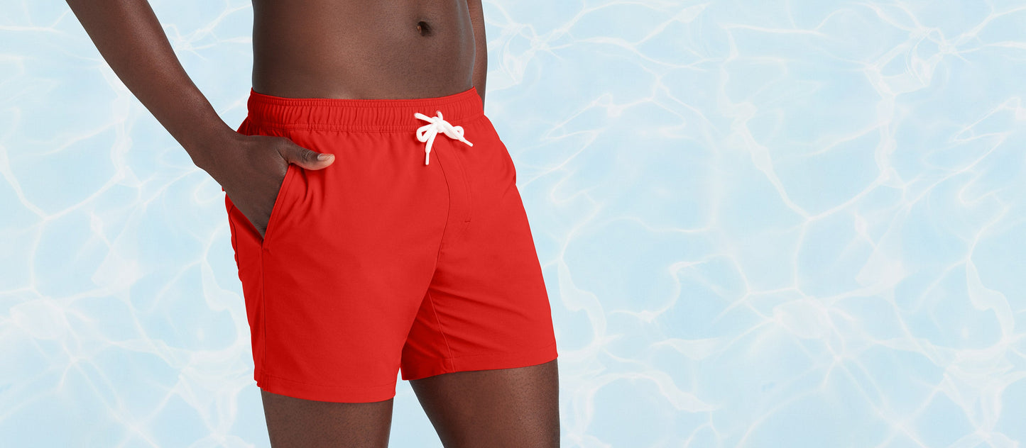 6" Swim Trunk  | Red Beach Sunset