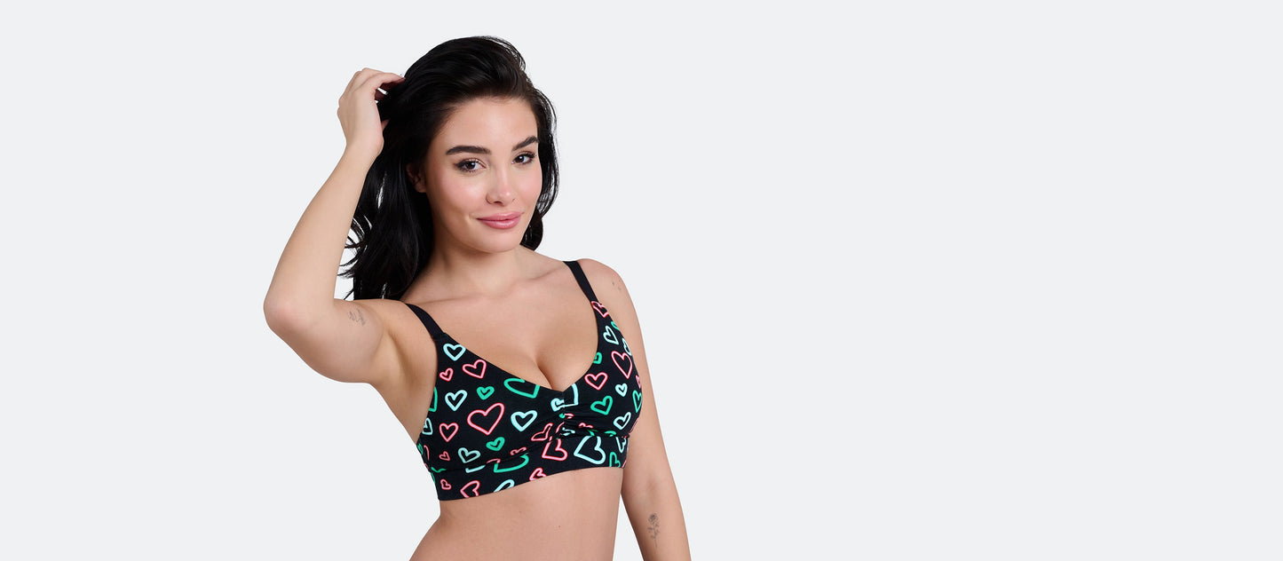 Curvy UltraModal™ FeelFree Ruched Bralette | Electric Hearts