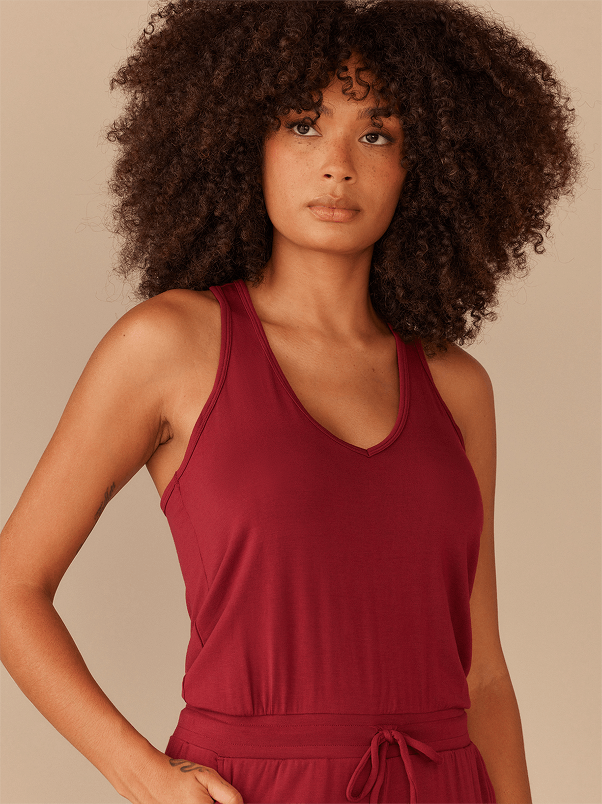 UltraModal™ V-Neck Jumpsuit | Cabernet