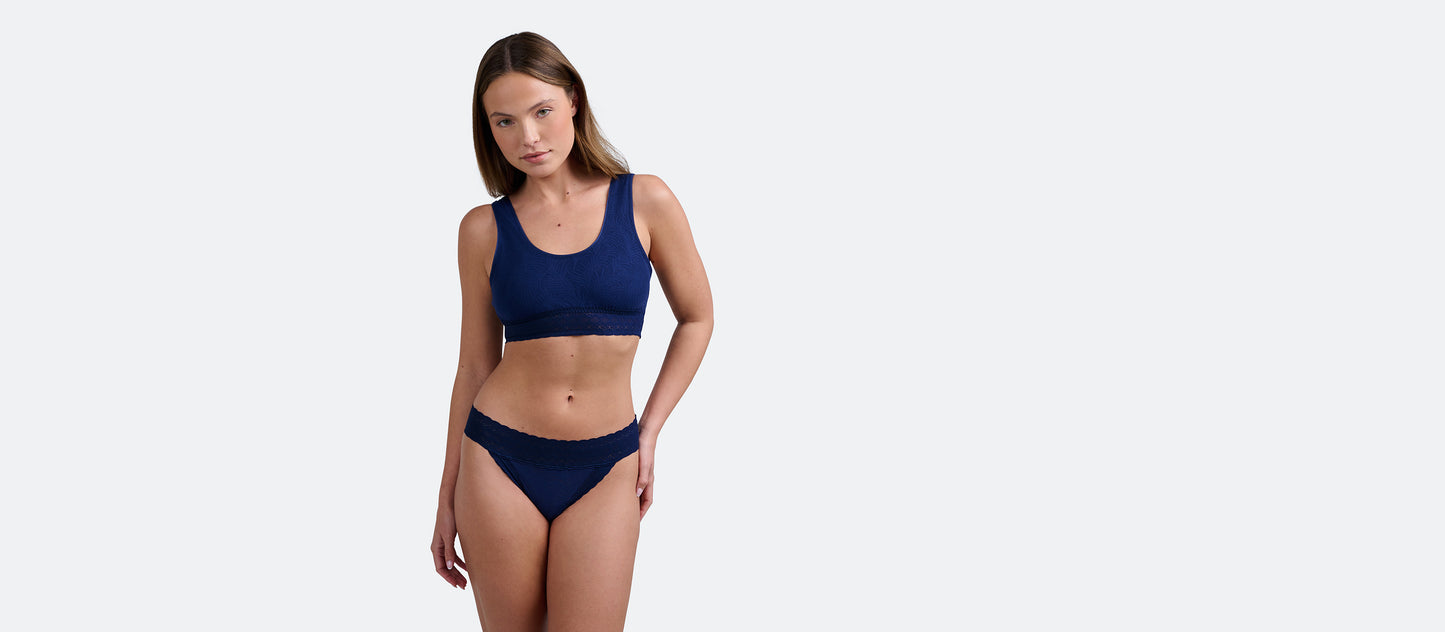 All Over Lace Thong | Midnight Navy Palm