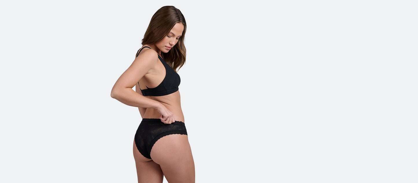 All Over Lace Tanga | Black Palm