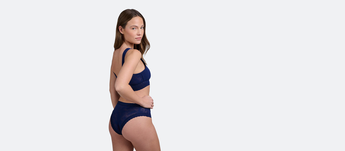 All Over Lace Tanga | Midnight Navy Palm