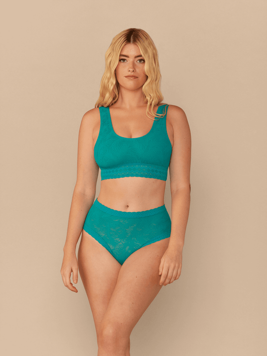 All Over Lace Scoop Bralette | Peacock Teal Palm