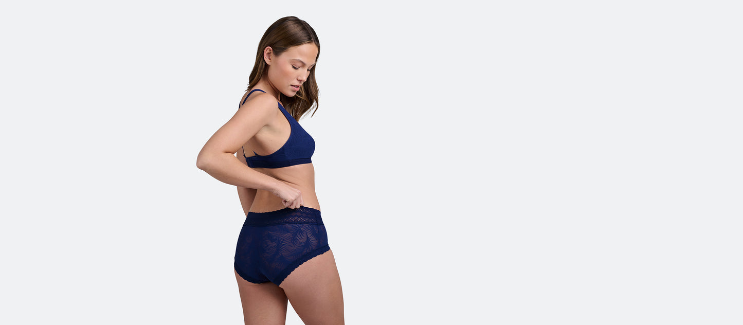 All Over Lace Hipster | Midnight Navy Palm