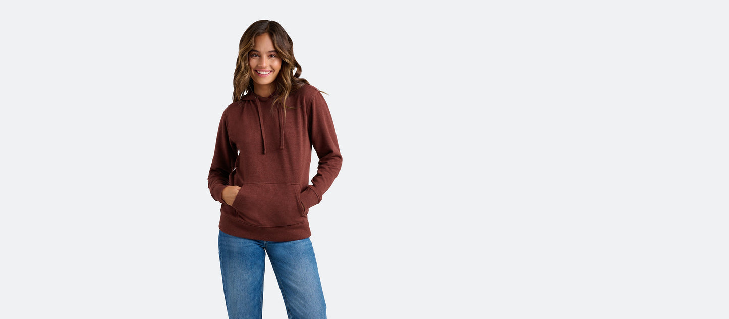 French Terry Pullover Hoodie - Women's | Heather Burgundy