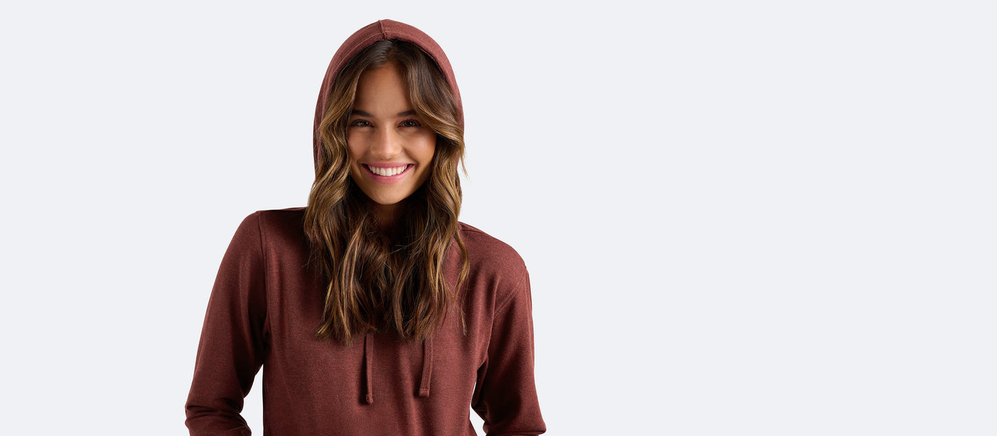 French Terry Pullover Hoodie - Women's | Heather Burgundy